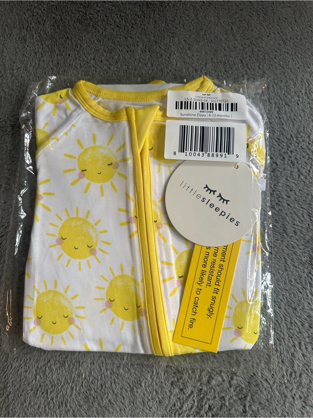 Little Sleepies Yellow Sunshine Zippy
